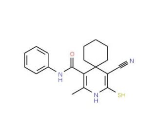 5-cyano-4-mercapto-2-methyl-N-phenyl-3-azaspiro[5.5]undeca-1,4-diene-1-carboxamide (CAS 796067-45-3) - chemical structure ima