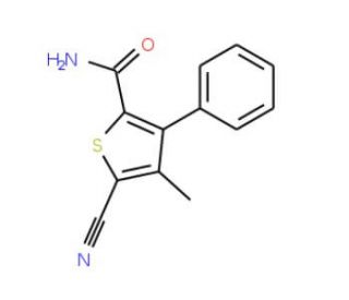 5-Cyano-4-methyl-3-phenyl-2-thiophenecarboxamide (CAS 70541-99-0) - chemical structure image