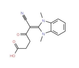 5-cyano-5-(1,3-dimethyl-1,3-dihydro-2H-benzimidazol-2-ylidene)-4-oxopentanoic acid - chemical structure image