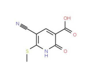 5-cyano-6-(methylthio)-2-oxo-1,2-dihydropyridine-3-carboxylic acid - chemical structure image