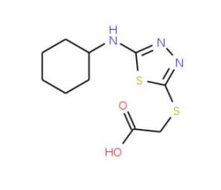{[5-(cyclohexylamino)-1,3,4-thiadiazol-2-yl]thio}acetic acid (CAS 68161-57-9) - chemical structure image