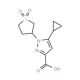 5-Cyclopropyl-1-(1,1-dioxo-tetrahydro-1lambda*6*-thiophen-3-yl)-1H-pyrazole-3-carboxylic acid - chemical structure image