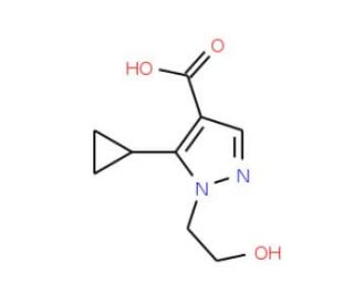 5-cyclopropyl-1-(2-hydroxyethyl)-1H-pyrazole-4-carboxylic acid - chemical structure image