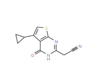 (5-cyclopropyl-4-oxo-3,4-dihydrothieno[2,3-d]pyrimidin-2-yl)acetonitrile - chemical structure image