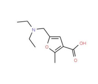 5-Diethylaminomethyl-2-methyl-furan-3-carboxylic acid (CAS 296274-15-2) - chemical structure image