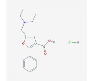 5-Diethylaminomethyl-2-phenyl-furan-3-carboxylic acid hydrochloride (CAS 435341-94-9 (non-salt)) - chemical structure image