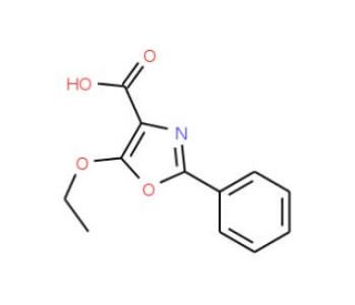 5-ethoxy-2-phenyl-1,3-oxazole-4-carboxylic acid (CAS 54644-12-1) - chemical structure image