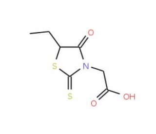 (5-Ethyl-4-oxo-2-thioxo-thiazolidin-3-yl)-acetic acid - chemical structure image