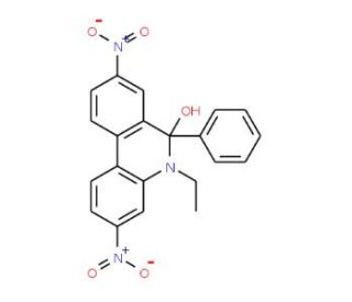 5-Ethyl-5,6-dihydro-3,8-dinitro-6-phenyl-6-phenanthridinol (CAS 302911-79-1) - chemical structure image