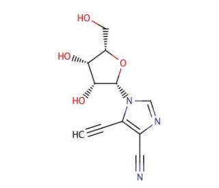 5-Ethynyl-1-(&beta;-D-ribofuranosyl)-imidazo-4-carbonitrile (CAS 126004-13-5) - chemical structure image