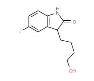 5-Fluoro-3-(4-hydroxybut-1-yl)-1,3-dihydroindol-2-one (CAS 637341-60-7) - chemical structure image