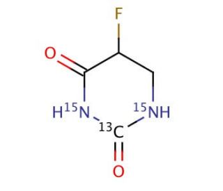 5-Fluorodihydropyrimidine-2,4-dione-13C,15N2 (CAS 1189492-99-6) - chemical structure image