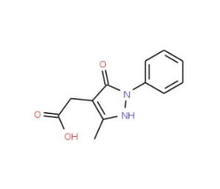 (5-Hydroxy-3-methyl-1-phenyl-1H-pyrazol-4-yl)-acetic acid - chemical structure image