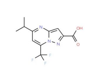 5-Isopropyl-7-trifluoromethyl-pyrazolo-[1,5-a]pyrimidine-2-carboxylic acid (CAS 436088-49-2) - chemical structure image