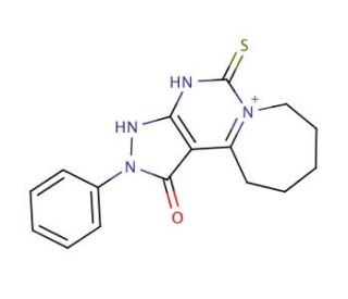 5-Mercapto-2-phenyl-2,6,7,8,9,10-hexahydro-2,3,4,5a-tetraaza-cyclohepta[e]inden-1-one - chemical structure image