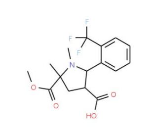 5-(Methoxycarbonyl)-1,5-dimethyl-2-[2-(trifluoro-methyl)phenyl]-3-pyrrolidinecarboxylic acid - chemical structure image
