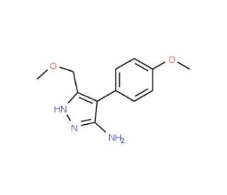5-Methoxymethyl-4-(4-methoxy-phenyl)-2H-pyrazol-3-ylamine (CAS 895010-30-7) - chemical structure image