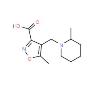 5-Methyl-4-[(2-methylpiperidin-1-yl)methyl]-isoxazole-3-carboxylic acid - chemical structure image
