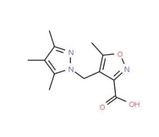 5-Methyl-4-[(3,4,5-trimethyl-1H-pyrazol-1-yl)-methyl]isoxazole-3-carboxylic acid - chemical structure image