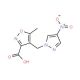 5-Methyl-4-[(4-nitro-1H-pyrazol-1-yl)methyl]-isoxazole-3-carboxylic acid - chemical structure image