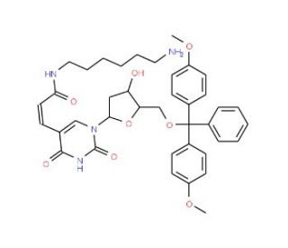 5-[N-(6-Aminoethyl)-3-E-acrylamido]-2&prime;-deoxy-5&prime;-O-DMT-uridine (CAS 252337-60-3) - chemical structure image