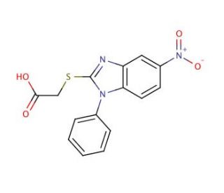 [(5-nitro-1-phenyl-1H-benzimidazol-2-yl)thio]acetic acid - chemical structure image