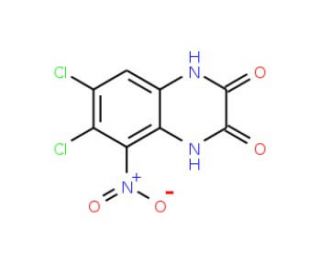5-Nitro-6,7-dichloro-1,4-dihydro-2,3-quinoxalinedione (CAS 153504-81-5) - chemical structure image