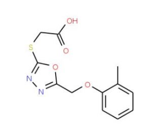 (5-o-Tolyloxymethyl-[1,3,4]oxadiazol-2-yl-sulfanyl)-acetic acid - chemical structure image