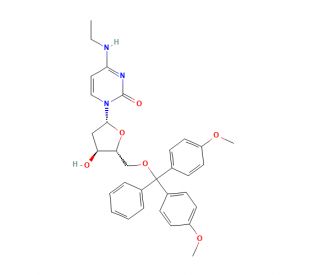 5&prime;-O-[Bis(4-methoxyphenyl)phenylmethyl]-2&prime;-deoxy-N-ethylcytidine (CAS 195535-75-2) - chemical structure image