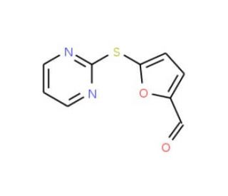 5-(Pyrimidin-2-ylsulfanyl)-furan-2-carbaldehyde (CAS 57603-82-4) - chemical structure image