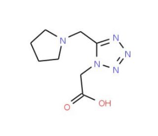 [5-(Pyrrolidin-1-ylmethyl)-1H-tetrazol-1-yl]-acetic acid - chemical structure image