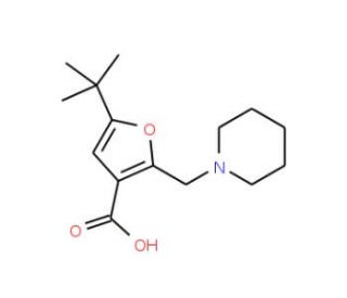 5-tert-Butyl-2-piperidin-1-ylmethyl-furan-3-carboxylic acid (CAS 435342-03-3) - chemical structure image