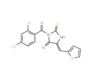 (5E)-3-(2,4-dichlorobenzoyl)-5-(thien-2-ylmethylene)-2-thioxoimidazolidin-4-one - chemical structure image