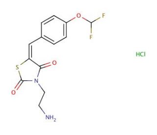 (5E)-3-(2-aminoethyl)-5-[4-(difluoromethoxy)benzylidene]-1,3-thiazolidine-2,4-dione hydrochloride - chemical structure image