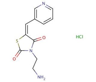 (5E)-3-(2-aminoethyl)-5-(pyridin-3-ylmethylene)-1,3-thiazolidine-2,4-dione hydrochloride - chemical structure image