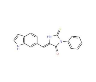 (5E)-5-(1H-Indol-6-ylmethylene)-2-mercapto-3-phenyl-3,5-dihydro-4H-imidazol-4-one - chemical structure image