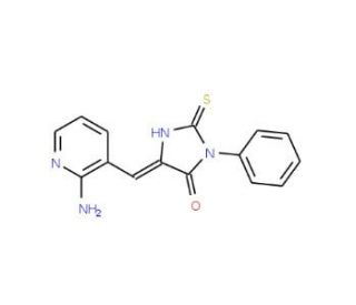 (5E)-5-[(2-Aminopyridin-3-yl)methylene]-2-mercapto-3-phenyl-3,5-dihydro-4H-imidazol-4-one - chemical structure image