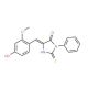 (5E)-5-(4-Hydroxy-2-methoxybenzylidene)-2-mercapto-3-phenyl-3,5-dihydro-4H-imidazol-4-one - chemical structure image