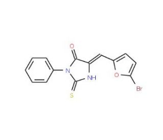 (5E)-5-[(5-Bromo-2-furyl)methylene]-2-mercapto-3-phenyl-3,5-dihydro-4H-imidazol-4-one - chemical structure image