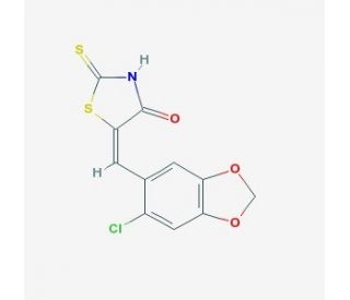 (5E)-5-[(6-chloro-1,3-benzodioxol-5-yl)methylene]-2-mercapto-1,3-thiazol-4(5H)-one (CAS 292172-54-4) - chemical structure ima