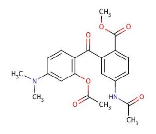 5′-Acetamido-2-acetoxy-4-dimethylamino-2′-methoxycarbonyl-benzophenone (CAS 351421-18-6) - chemical structure image