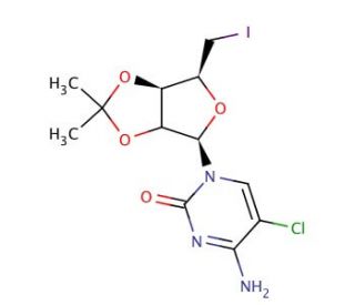 5&prime;-Deoxy-5&prime;-iodo-2&prime;,3&prime;-O-isopropylidene-5-chlorocytidine - chemical structure image