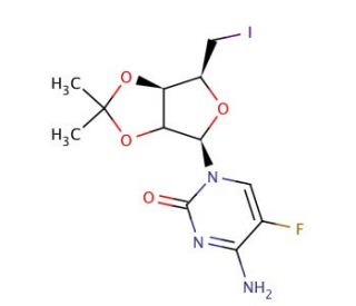 5&prime;-Deoxy-5&prime;-iodo-2&prime;,3&prime;-O-isopropylidene-5-fluorocytidine - chemical structure image