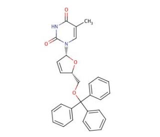 5&prime;-O-Trityl-2&prime;,3&prime;-dehydrothymidine (CAS 5964-41-0) - chemical structure image