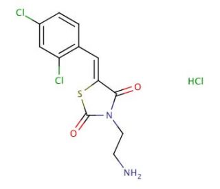 (5Z)-3-(2-aminoethyl)-5-(2,4-dichlorobenzylidene)-1,3-thiazolidine-2,4-dione hydrochloride - chemical structure image