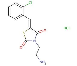 (5Z)-3-(2-aminoethyl)-5-(2-chlorobenzylidene)-1,3-thiazolidine-2,4-dione hydrochloride - chemical structure image