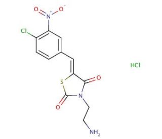 (5Z)-3-(2-aminoethyl)-5-(4-chloro-3-nitrobenzylidene)-1,3-thiazolidine-2,4-dione hydrochloride - chemical structure image