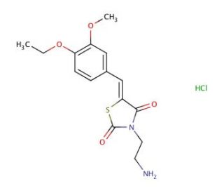 (5Z)-3-(2-aminoethyl)-5-(4-ethoxy-3-methoxybenzylidene)-1,3-thiazolidine-2,4-dione hydrochloride - chemical structure image