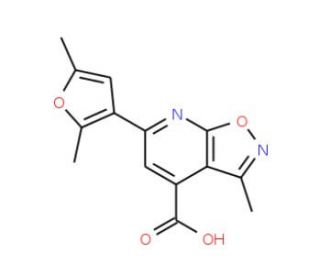6-(2,5-dimethyl-3-furyl)-3-methylisoxazolo[5,4-b]pyridine-4-carboxylic acid - chemical structure image
