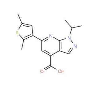 6-(2,5-dimethylthien-3-yl)-1-isopropyl-1H-pyrazolo[3,4-b]pyridine-4-carboxylic acid - chemical structure image
